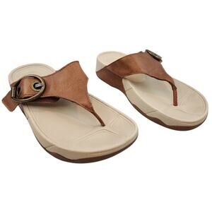 Flipflop Hooper 125-113 Toffee Tan Leather Thong Sandal Womens Sz 8–Gently Used